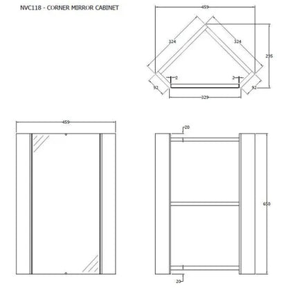 Fairford Opto 650 x 459 x 295mm 1 Door, 1 Shelf Corner Cabinet
