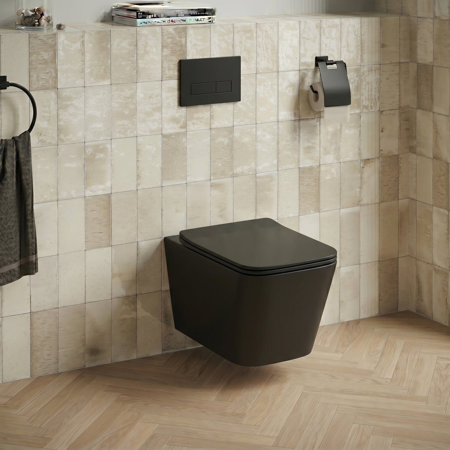 Nera Square Wall Hung Pan with Soft Close Seat