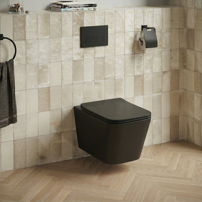 Nera Square Wall Hung Pan with Soft Close Seat
