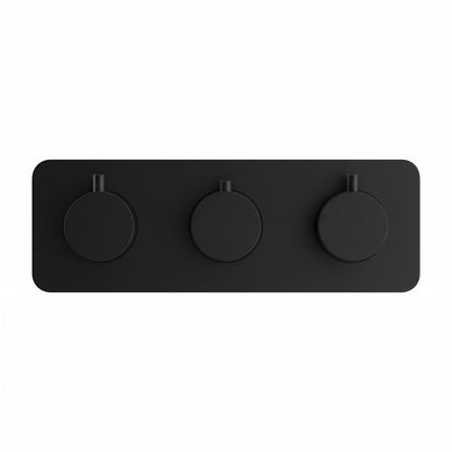 Fairford Element 7 Matt Black Triple Shower Valve, 3 Outlet