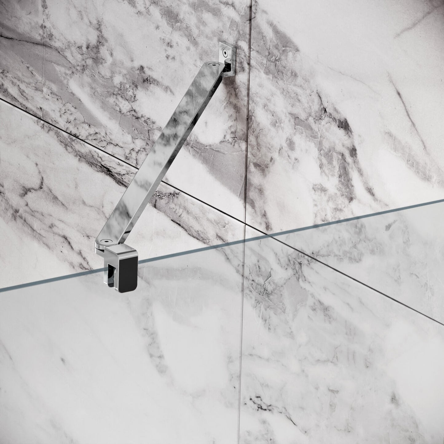 Fairford Chrome Angled Bar for 10mm Glass
