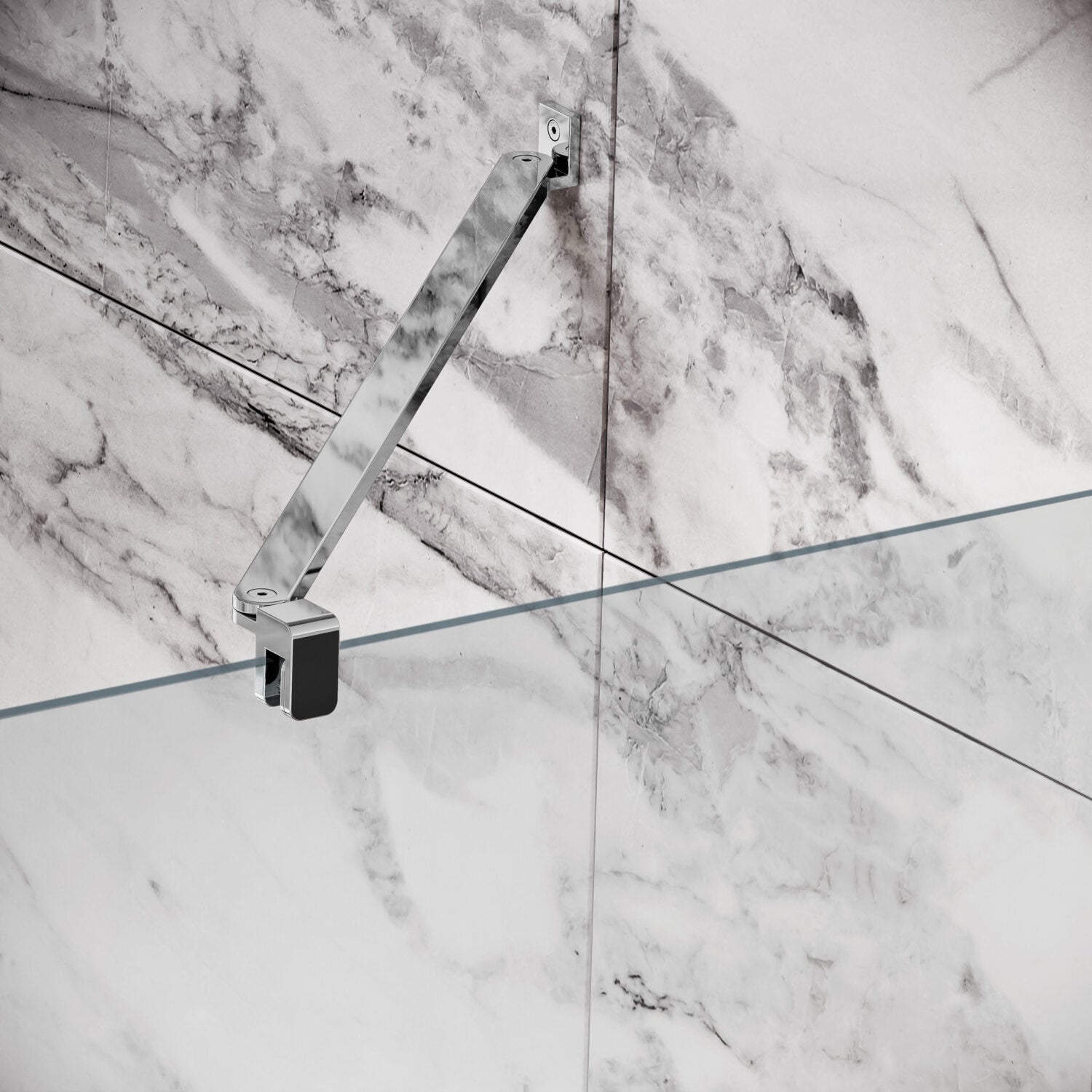 Fairford Chrome Angled Bar for 10mm Glass