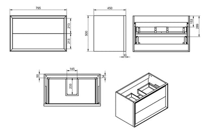 Fairford Roma 800mm Matt Cotton Wall Hung Vanity Unit & Basin
