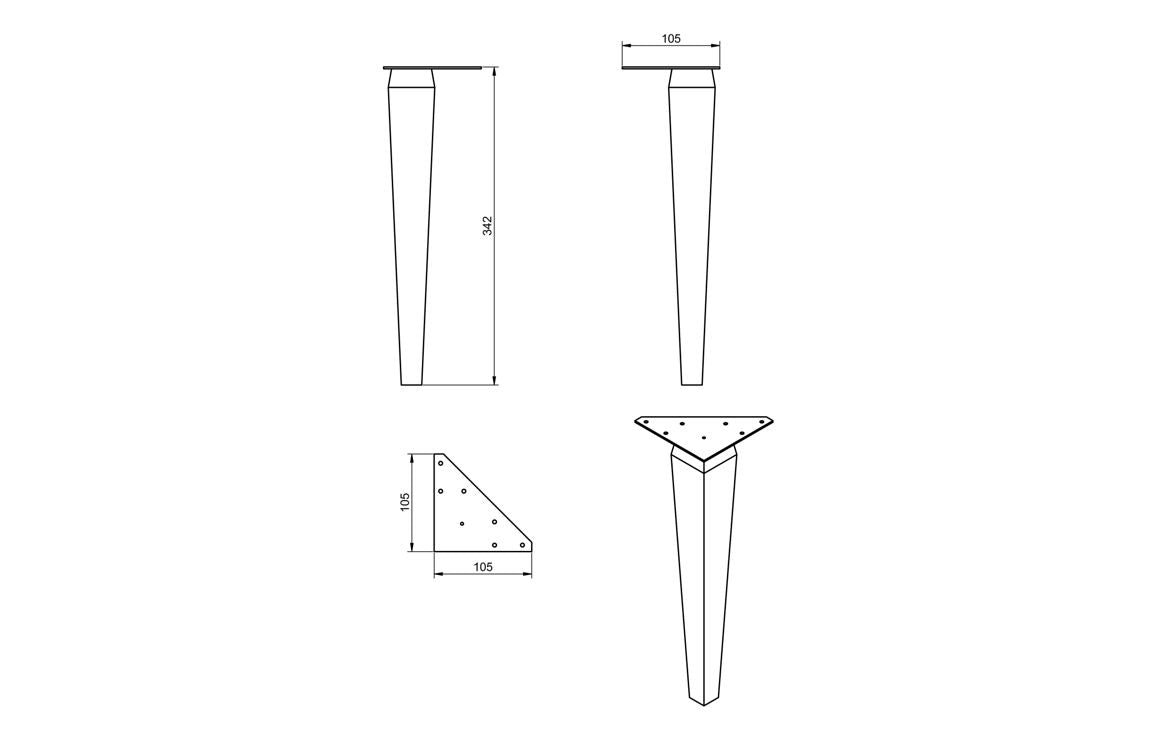 Fairford Roma Leg Set for Vanity Units (Optional), Matt Storm