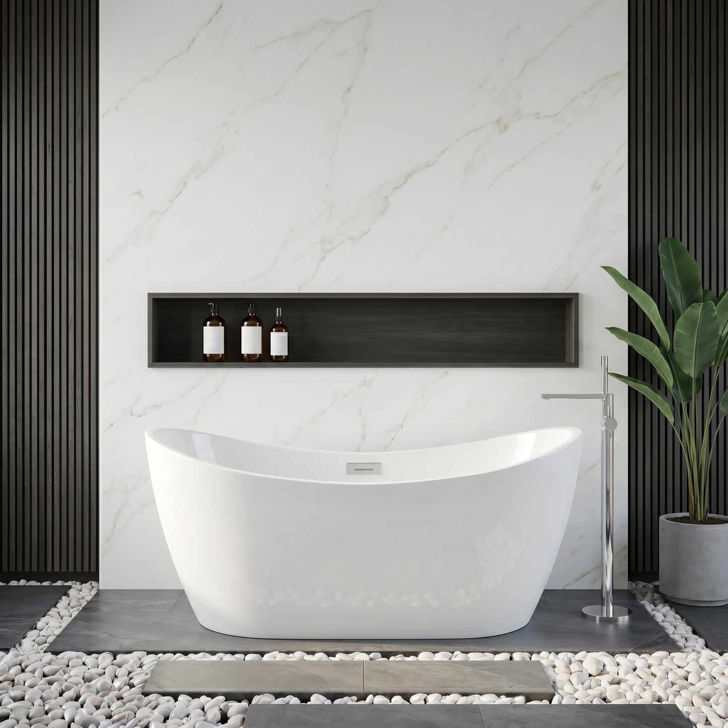 Rivato Assisi 1500mm x 730mm x 700mm Gloss White Freestanding Shower Bath