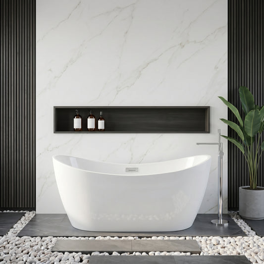Rivato Assisi 1500mm x 730mm x 700mm Gloss White Freestanding Shower Bath