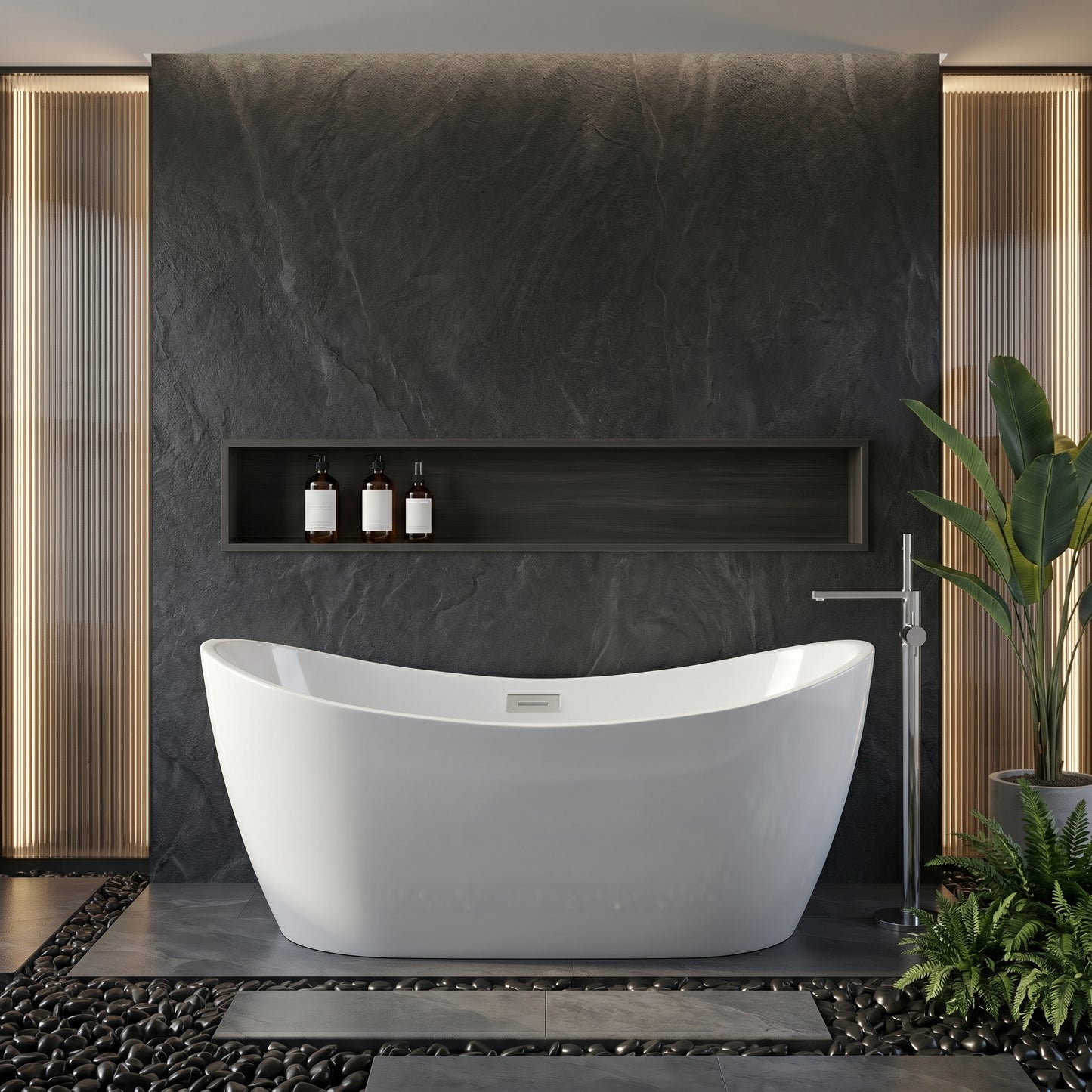 Rivato Assisi 1700mm x 800mm x 720mm Gloss White Freestanding Shower Bath