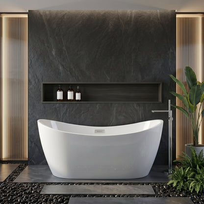 Rivato Assisi 1700mm x 800mm x 720mm Gloss White Freestanding Shower Bath