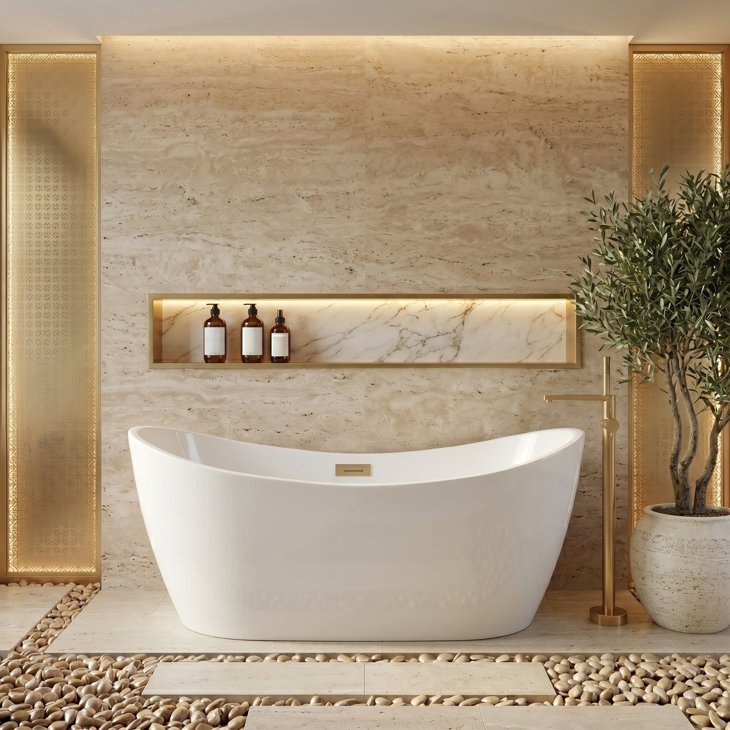 Rivato Assisi 1800mm x 900mm x 720mm Gloss White Freestanding Shower Bath