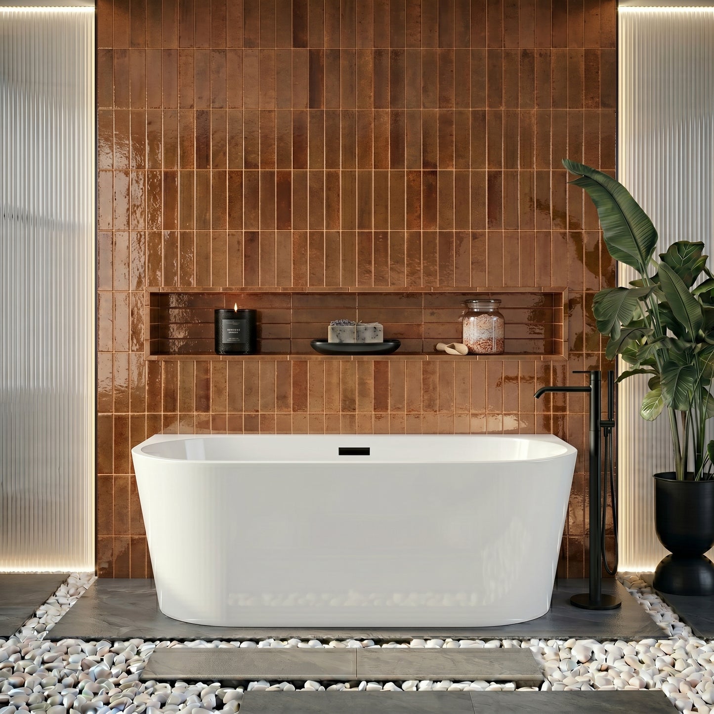 Rivato Como 1700 x 800 x 580mm Gloss White Freestanding Shower Bath