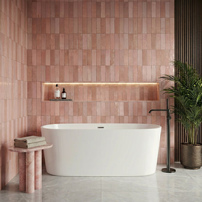 Rivato Luca 1600mm x 750mm x 550mm Gloss White Freestanding Shower Bath