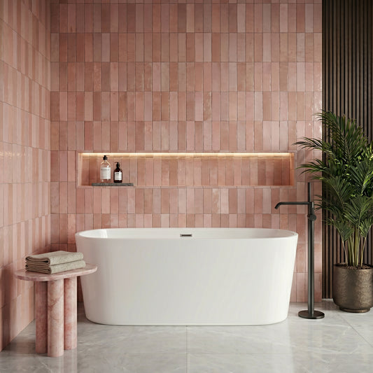 Rivato Luca 1600mm x 750mm x 550mm Gloss White Freestanding Shower Bath