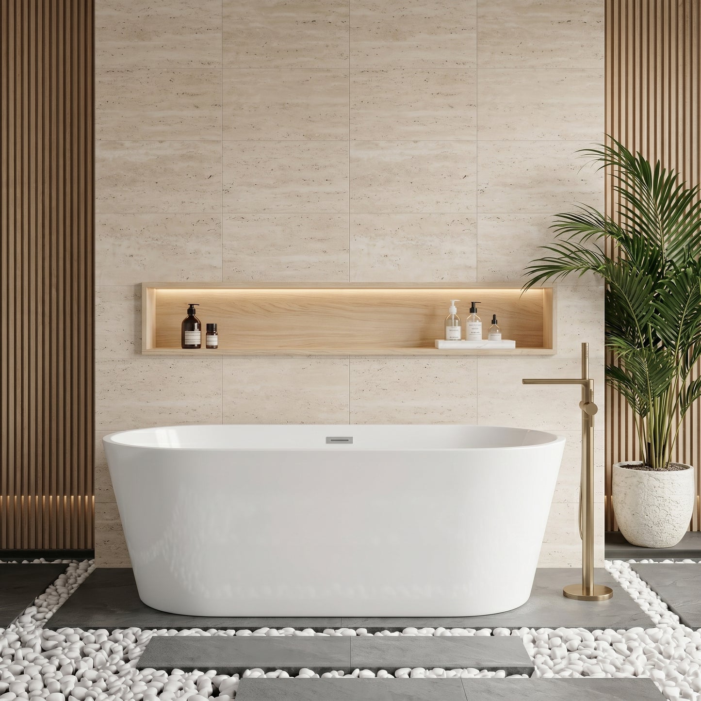 Rivato Luca 1700mm x 800mm x 580mm Gloss White Freestanding Shower Bath