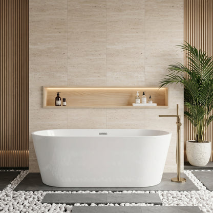 Rivato Luca 1700mm x 800mm x 580mm Gloss White Freestanding Shower Bath