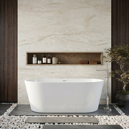 Rivato Modena 1500 x 750 x 580mm Gloss White Freestanding Shower Bath
