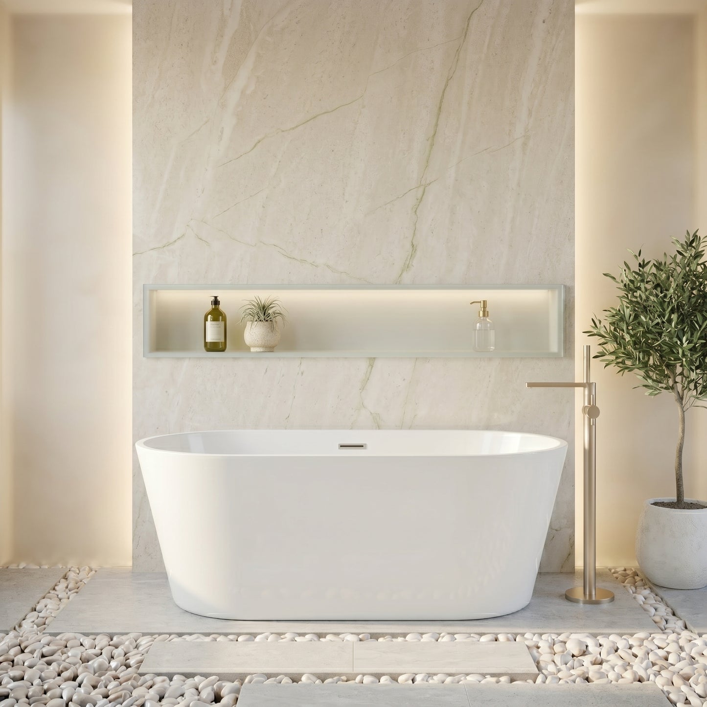 Rivato Modena 1600 x 750 x 580mm Gloss White Freestanding Shower Bath