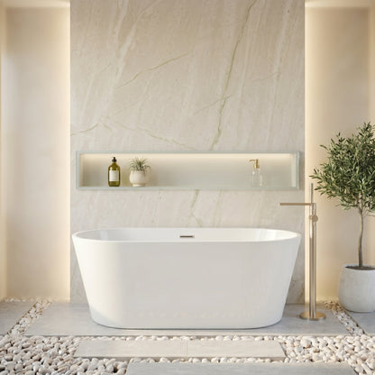 Rivato Modena 1600 x 750 x 580mm Gloss White Freestanding Shower Bath