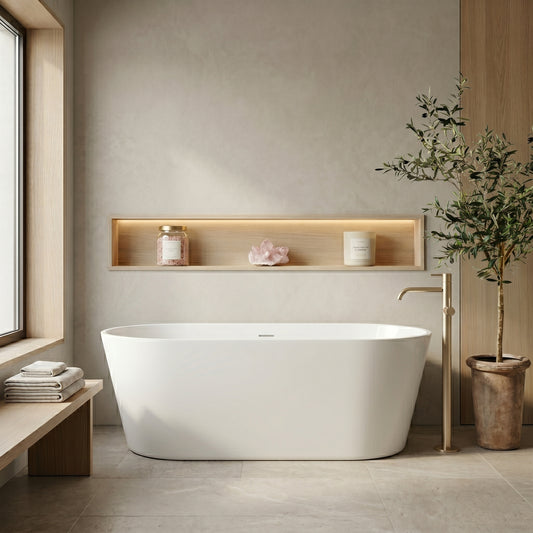 Rivato Modena 1700 x 800 x 580mm Gloss White Freestanding Shower Bath