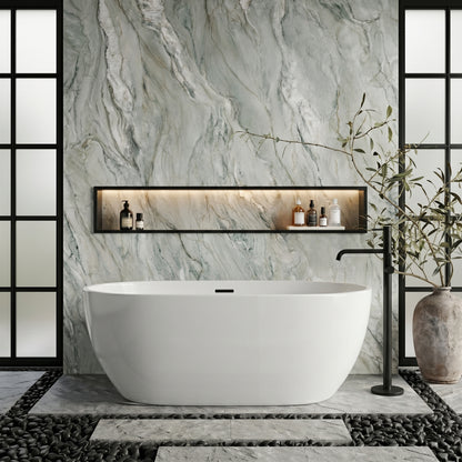 Rivato Palermo 1500mm x 800mm x 580mm Gloss White Freestanding Shower Bath