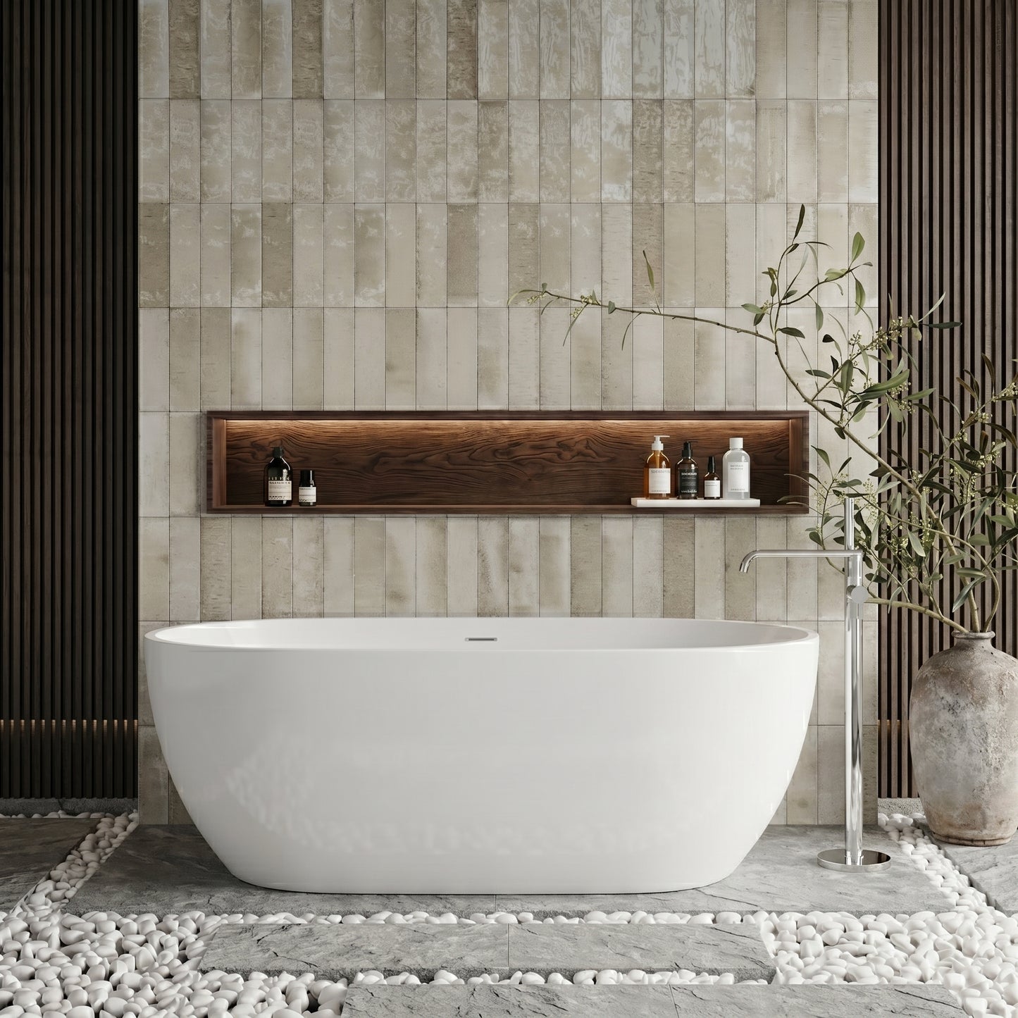 Rivato Palermo 1700mm x 800mm x 580mm Gloss White Freestanding Shower Bath