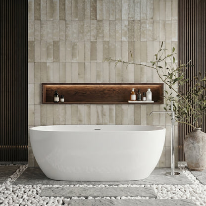 Rivato Palermo 1700mm x 800mm x 580mm Gloss White Freestanding Shower Bath