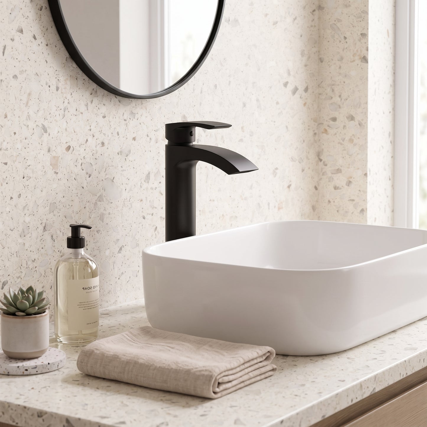 Rivato Reno Black High Rise Basin Mixer