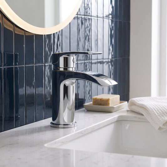 Rivato Reno Mini Basin Mixer with Push Button Waste