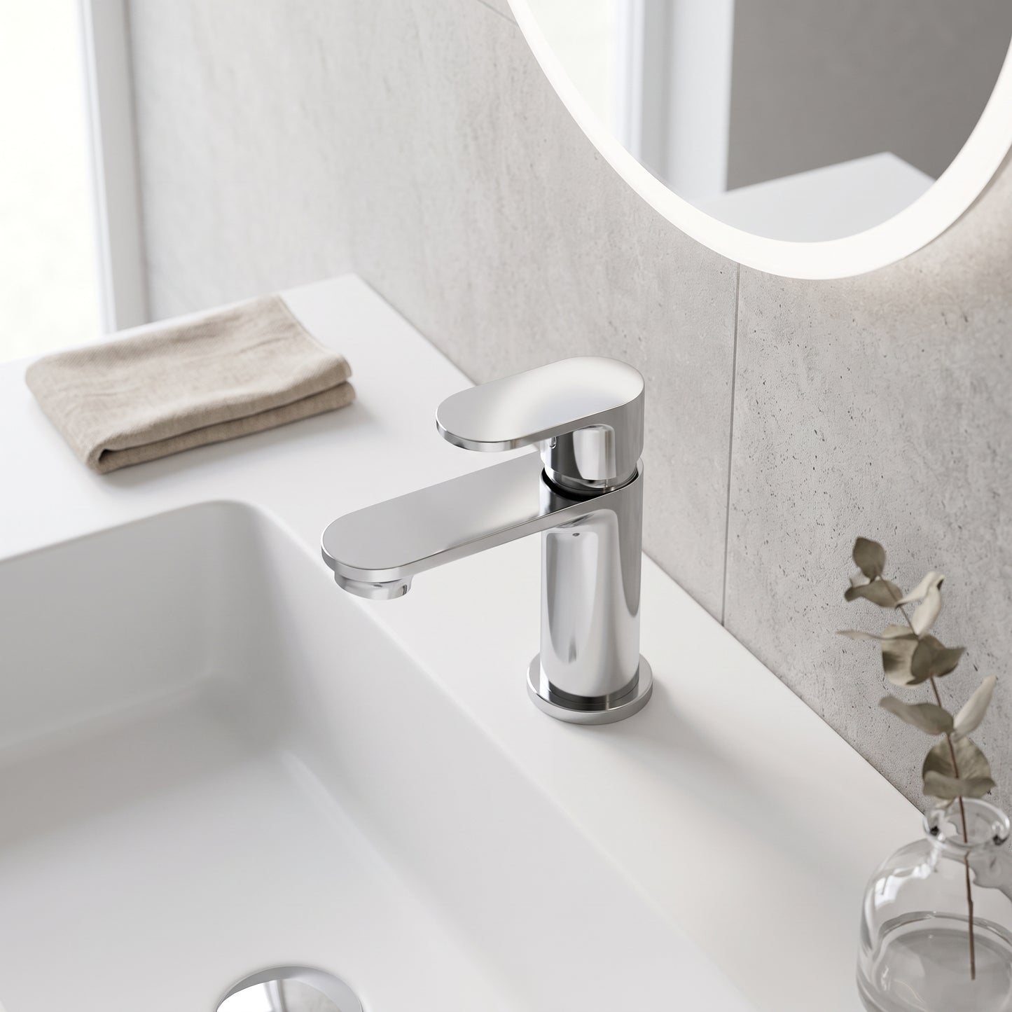 Rivato Tiber Mini Basin Mixer with Push Button Waste