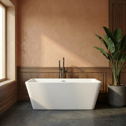 Rivato Turin 1500mm x 750mm x 580mm Gloss White Freestanding Shower Bath