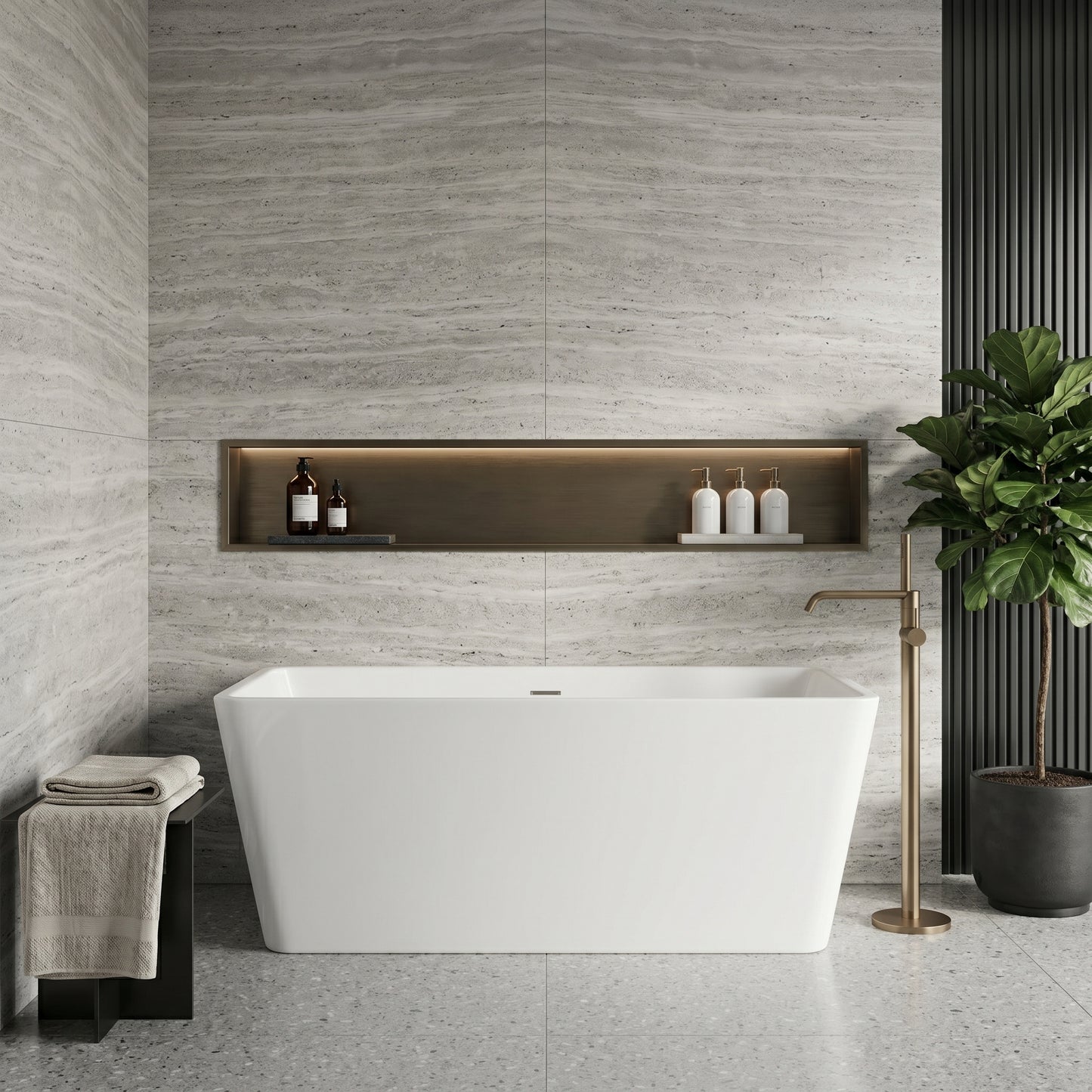 Rivato Turin 1600mm x 800mm x 580mm Gloss White Freestanding Shower Bath