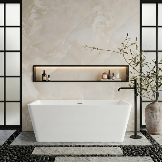 Rivato Turin 1700mm x 800mm x 580mm Gloss White Freestanding Shower Bath
