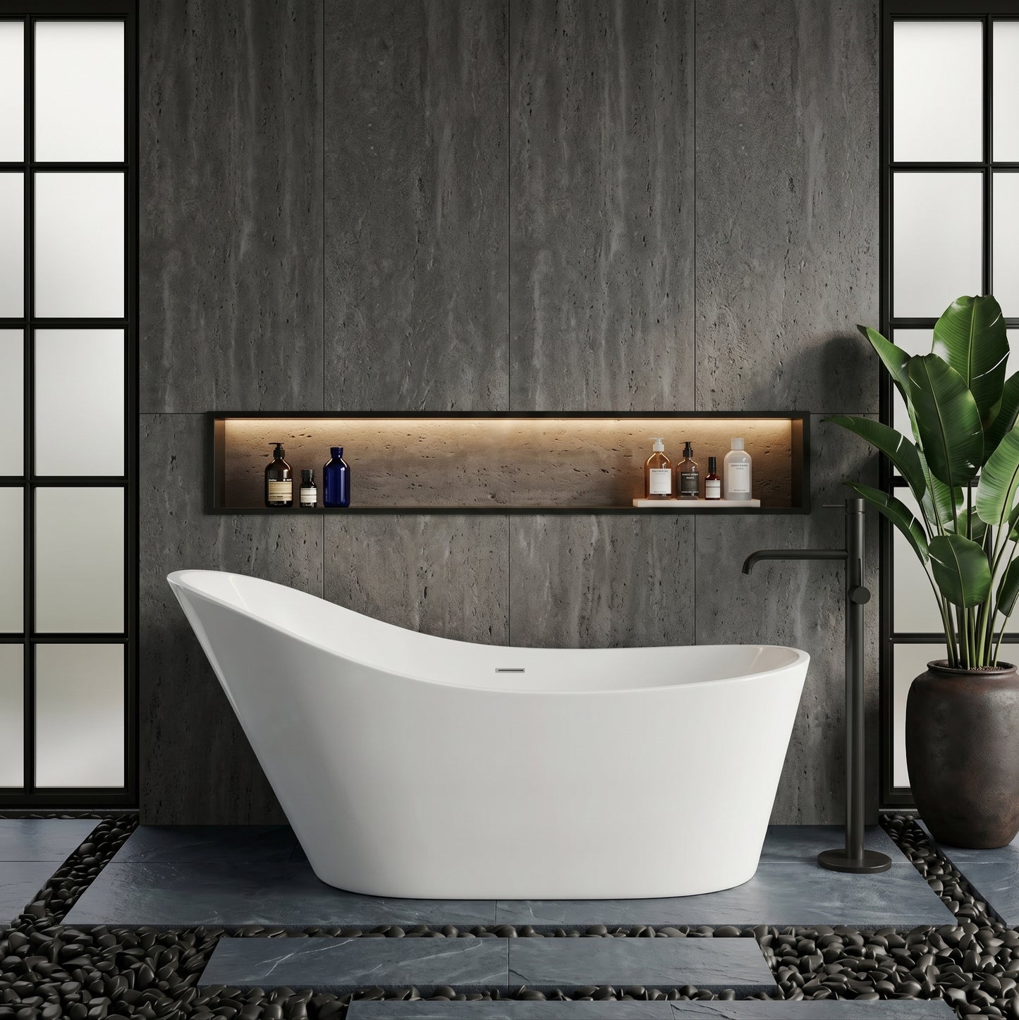 Rivato Verona 1500mm x 720mm x780mm Gloss White Freestanding Shower Bath