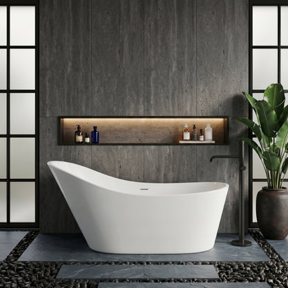 Rivato Verona 1500mm x 720mm x780mm Gloss White Freestanding Shower Bath