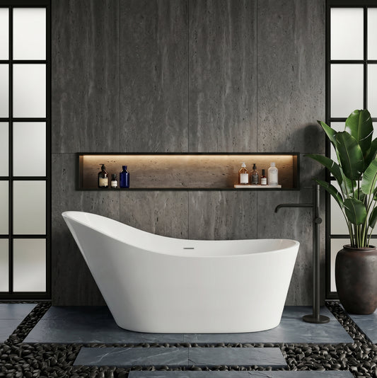 Rivato Verona 1500mm x 720mm x780mm Gloss White Freestanding Shower Bath