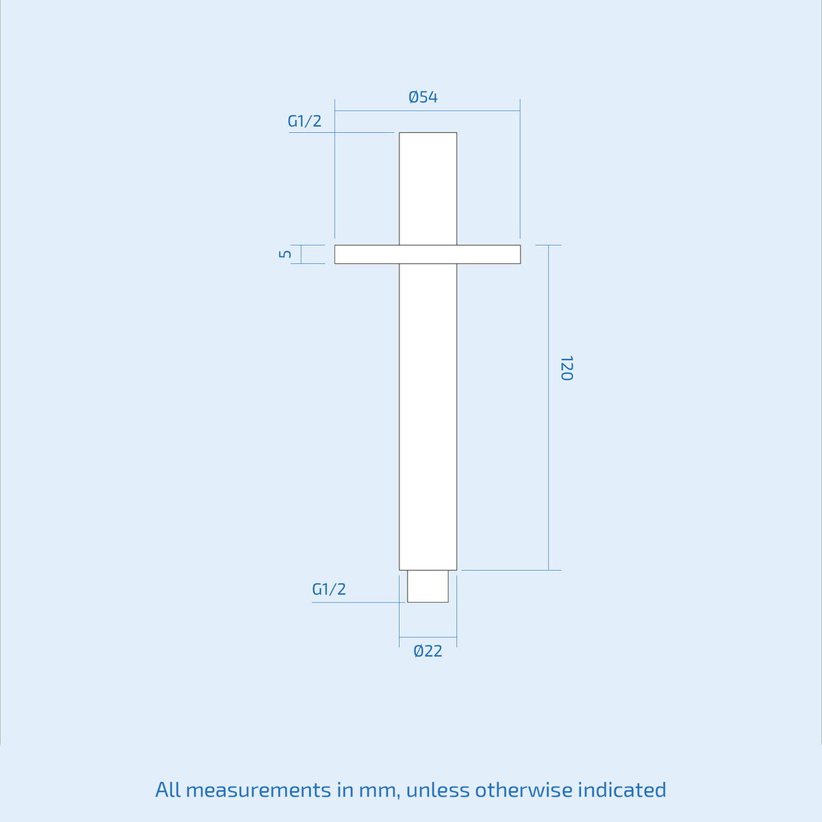 Fairford Element 120mm Round Ceiling Mounted Arm, Chrome