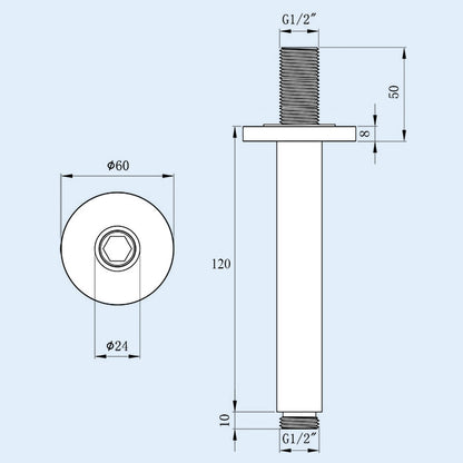 Fairford Element Matt Black 120mm Round Ceiling Mounted Arm