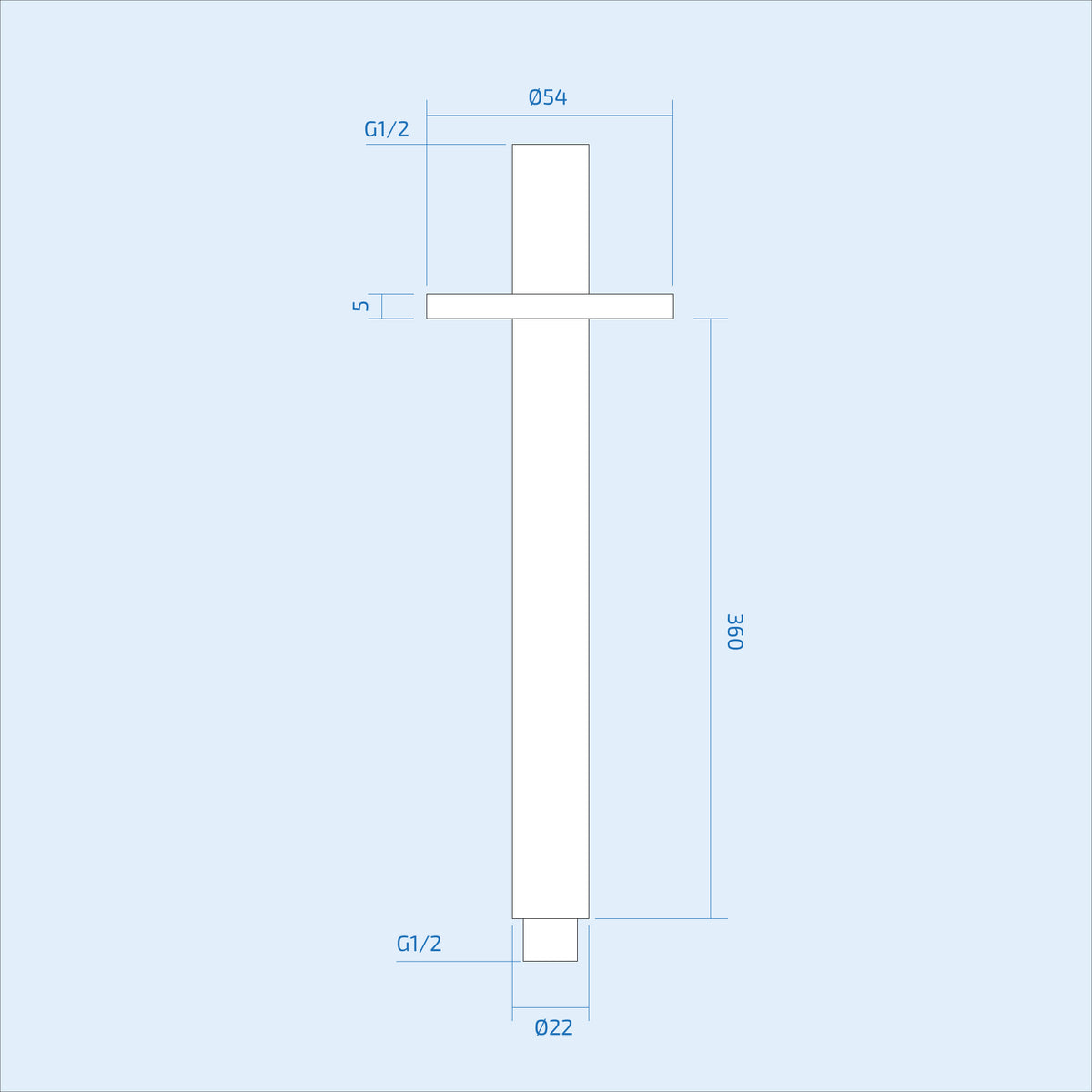 Fairford Element 360mm Round Ceiling Mounted Arm, Chrome