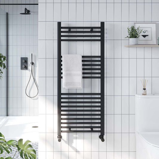 Fairford 400 x 1200mm Straight Matt Black Towel Rail
