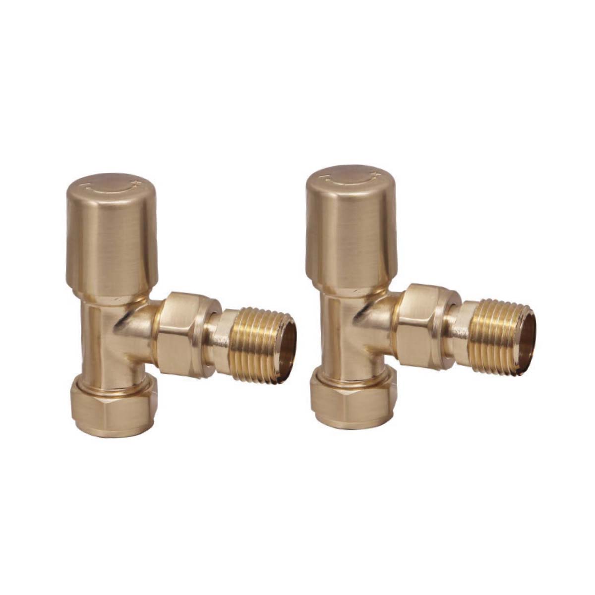 Fairford Brushed Brass Round Valves, Angled, Pair
