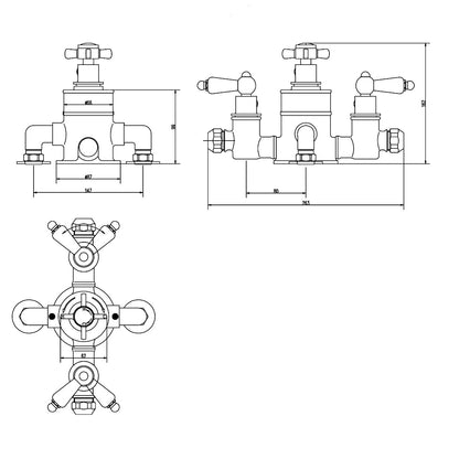 Fairford Bolsover Exposed Thermostatic Triple Shower Valve, 2 Outlet