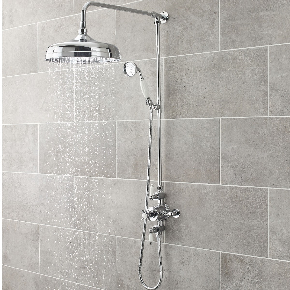 Fairford Bolsover Exposed Thermostatic Triple Shower Valve, 2 Outlet