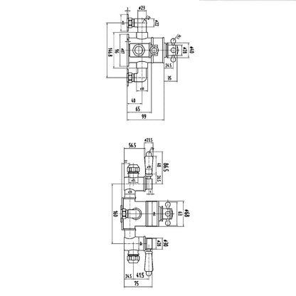 Fairford Hampden Exposed Thermostatic Triple Shower Valve, 2 Outlet