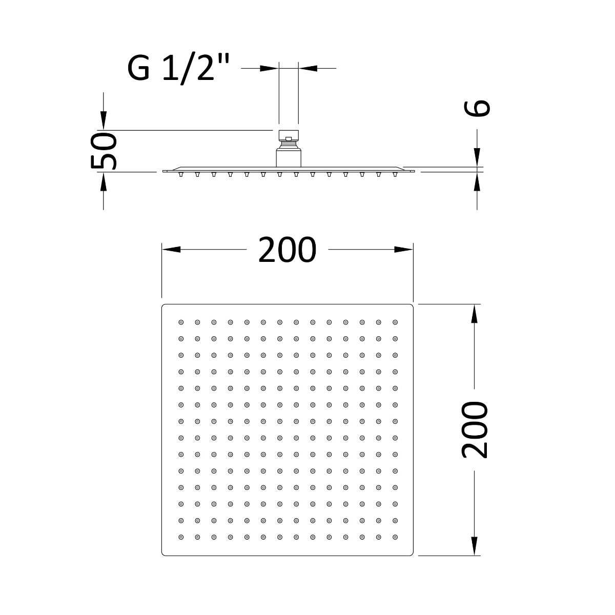 Fairford Una Grace 200 x 200mm Matt Black Rain Shower Head