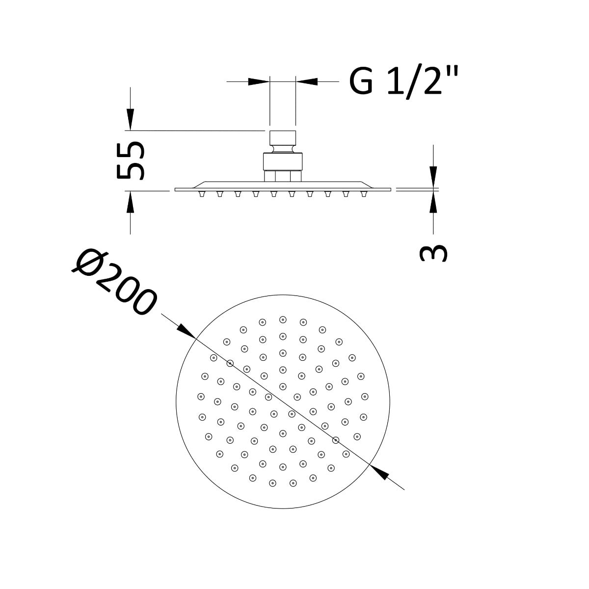 Fairford Element 5 Brushed Brass 200 x 200mm Shower Head