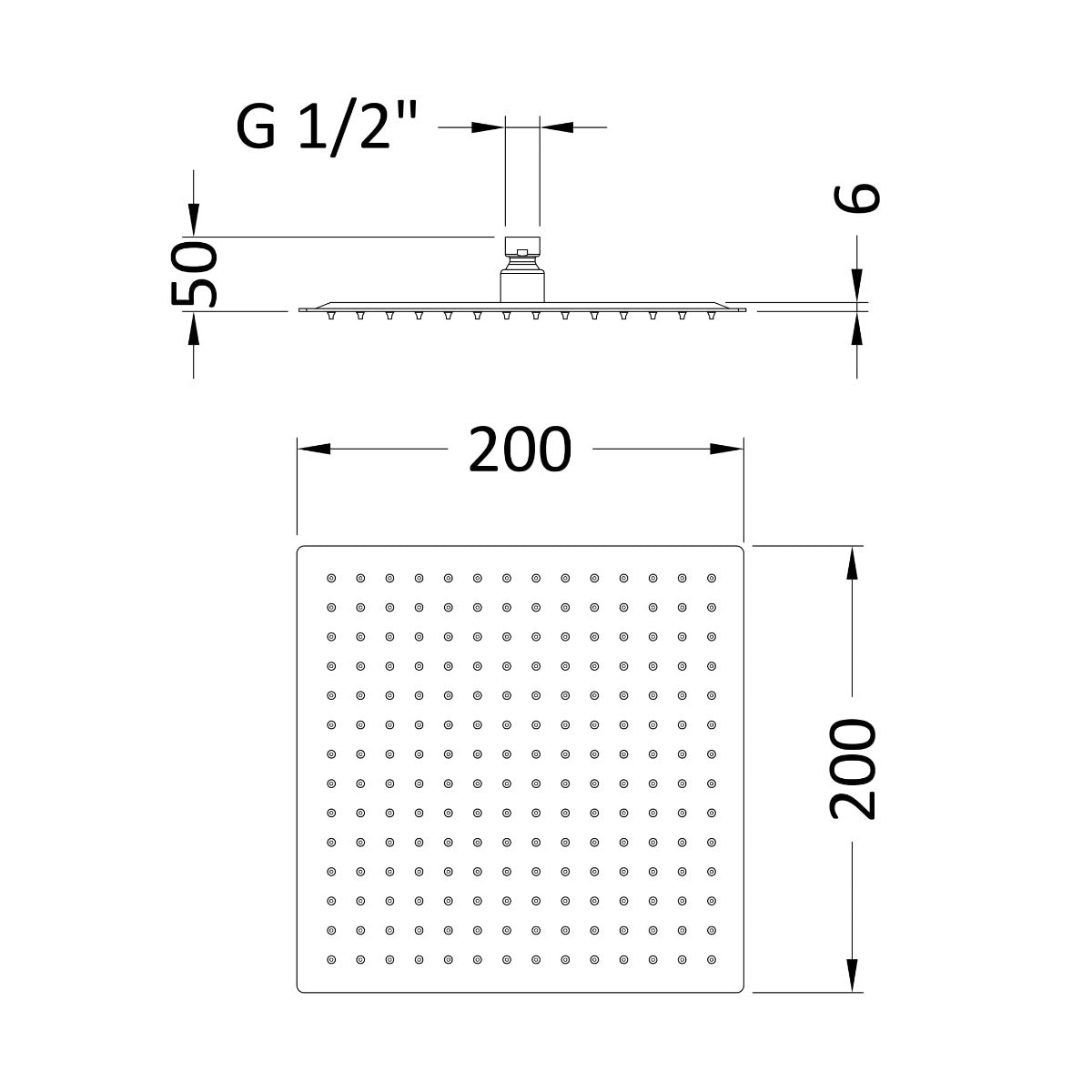 Fairford Una Grace 200 x 200mm Brushed Brass Rain Shower Head