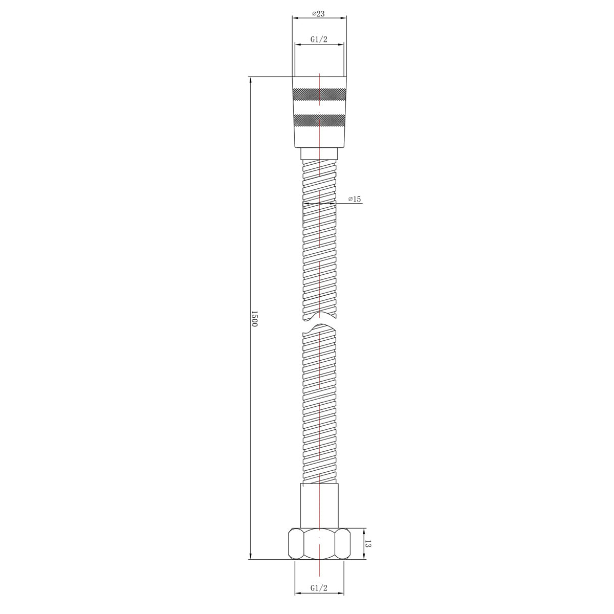 Fairford 1.5m Brushed Brass Replacement Shower Hose
