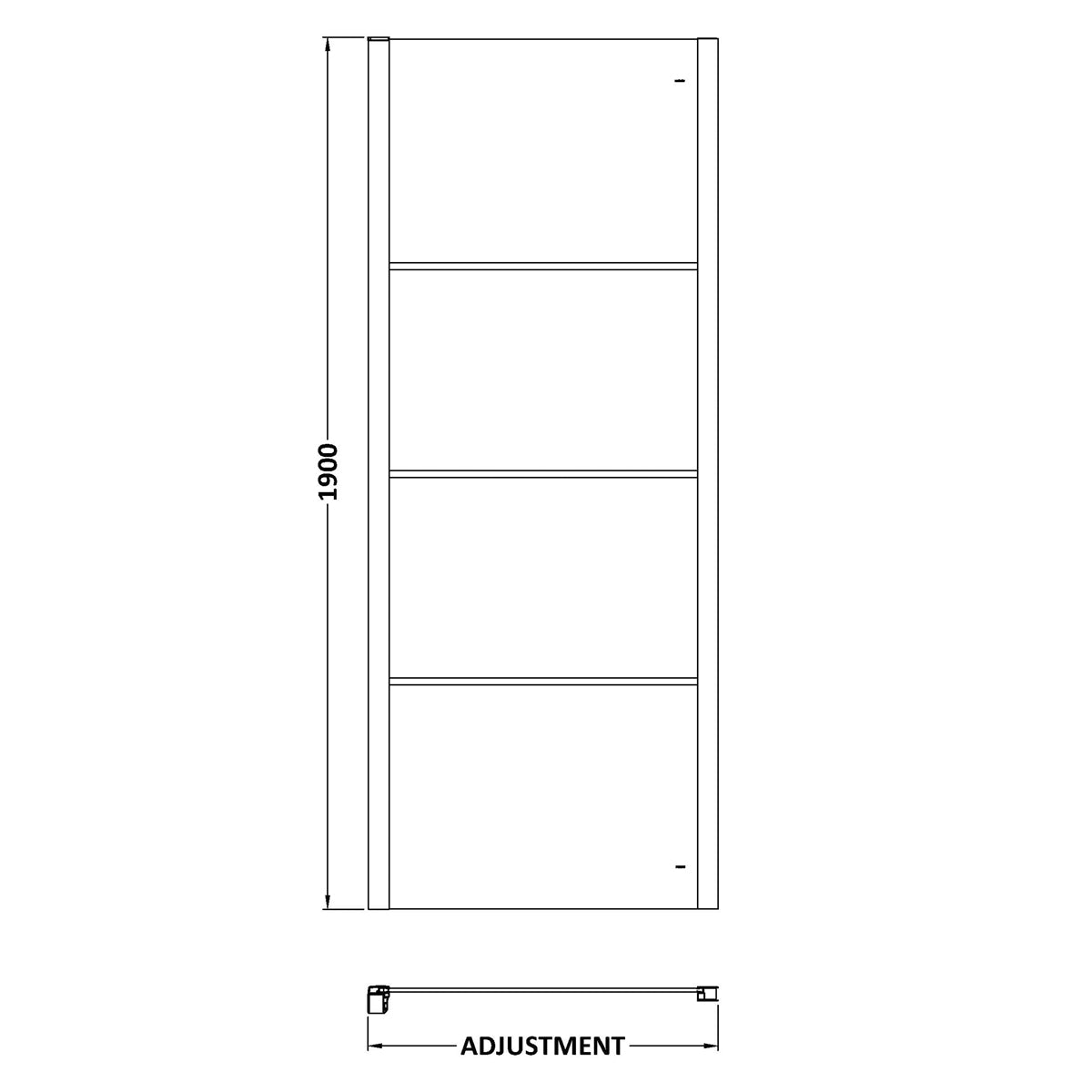Fairford 8mm Matt Black Lined, 900mm Side Panel