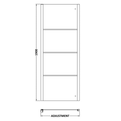 Fairford 8mm Matt Black Lined, 900mm Side Panel