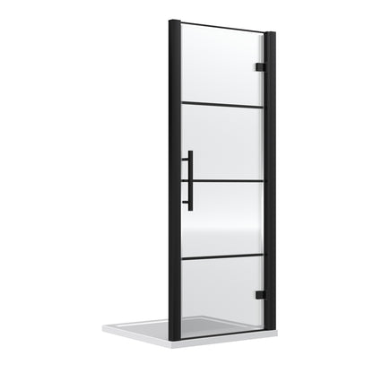 Fairford 8mm Matt Black Lined, 800mm Hinged Shower Door