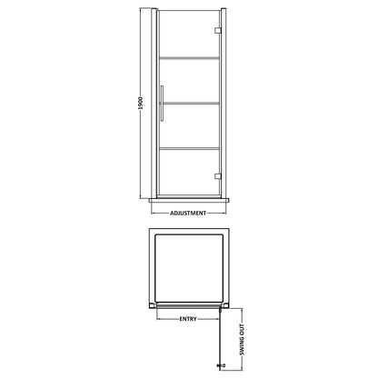 Fairford 8mm Matt Black Lined, 800mm Hinged Shower Door